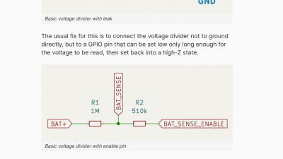 Screenshot of the blog post, showing how you can optimize your battery level measurement resistor dividers, among many other things