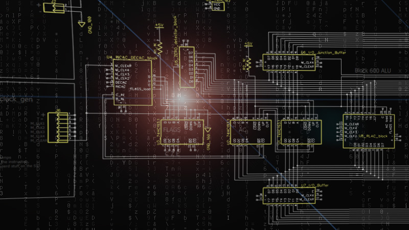 PCB data sheet of a custom 4-bit microcontroller