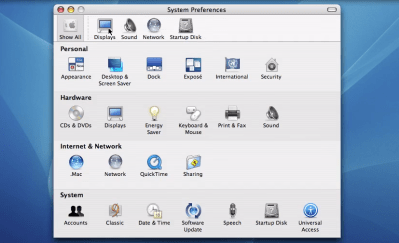 The Mac OS X Panther System Preferences in 2003. (Source: Gadget Unity TV)