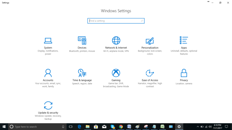 The Settings app in Windows 10 back in ~2015. Hope you don't like colors.