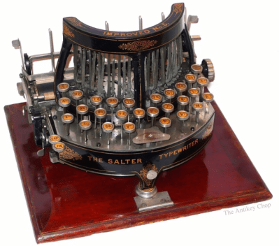 The Salter no. 5 typewriter in all its Victorian glory.