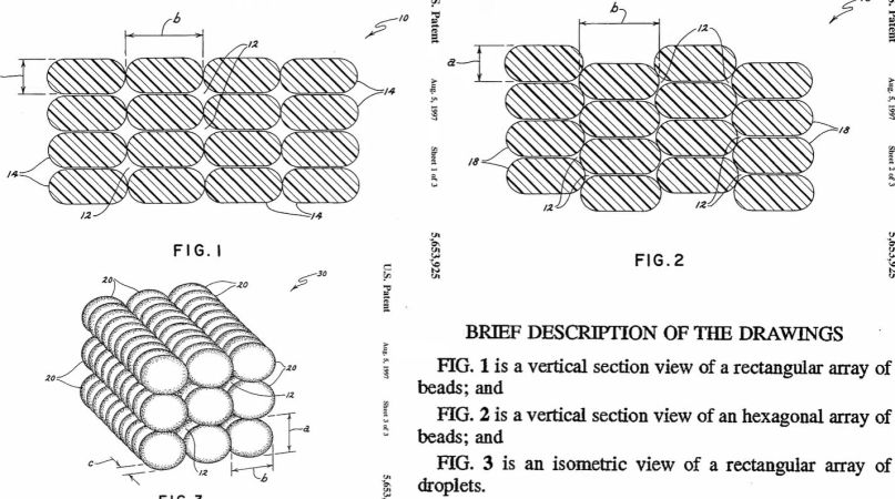 Excerpt from 1995 Stratasys patent, showing the drawings of FDM layers, including brick layers.