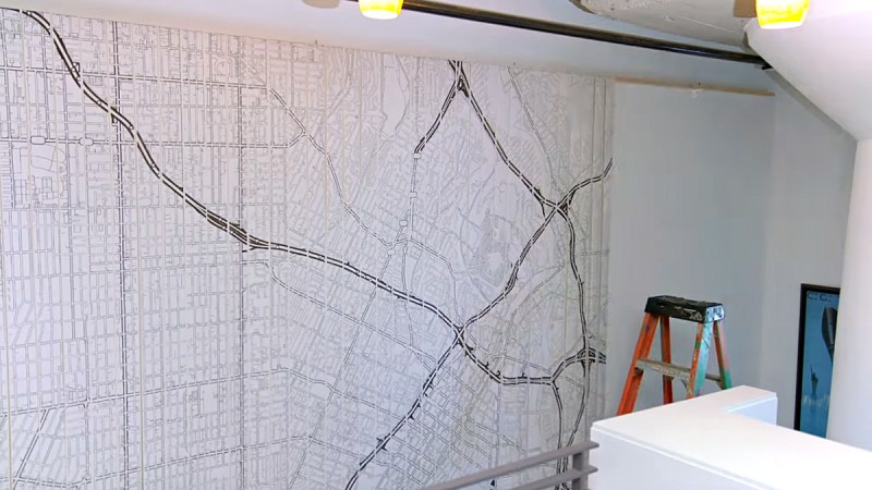 Receipt paper mural from above eye level