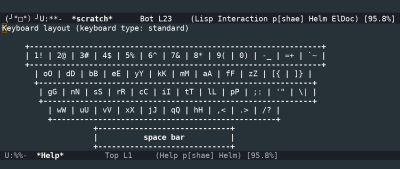 Screenshot of a dynamic keyboard layout that changes with Markov frequency while the user is typing.