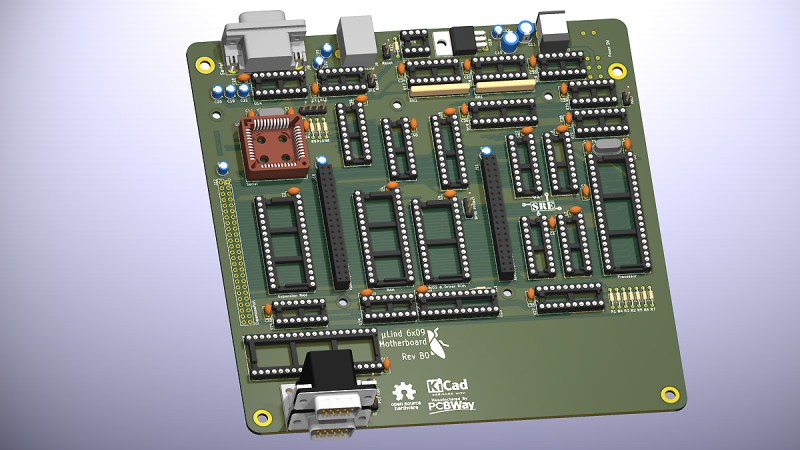 KiCad render of µLind pcb