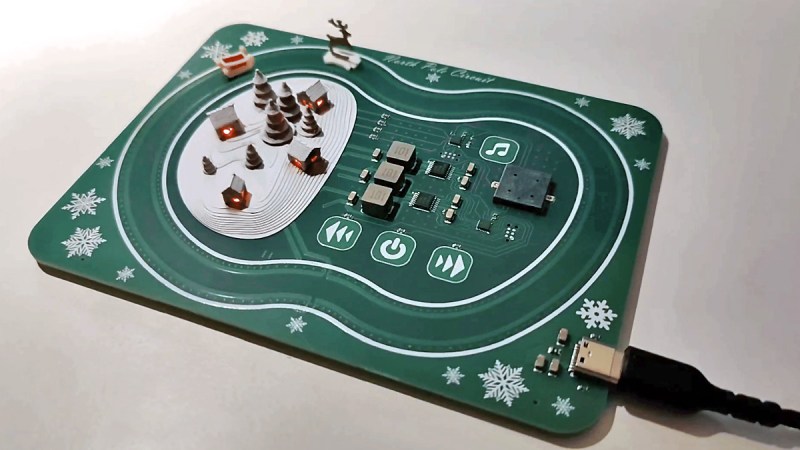 pcb with santa sleigh racing circuit