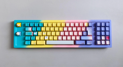 A lovely hand-built keyboard in what can only be described as Easter pastels.