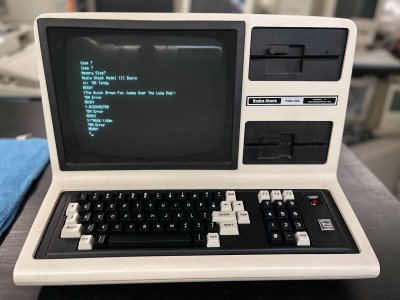 A TRS-80 Model 4 with a replacement keyboard.