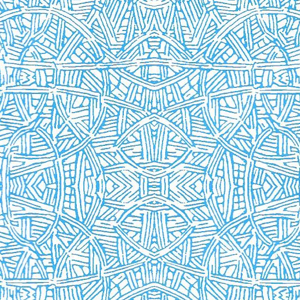 A security envelope liner with a blue-on-white motif that is hard to describe. Almost a mandala pattern. Almost.