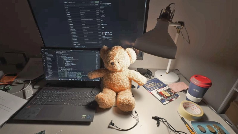 Hacked teddybear on a desk