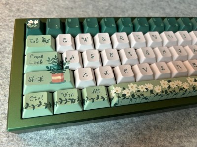 Most of a lovely plant-themed keyboard.