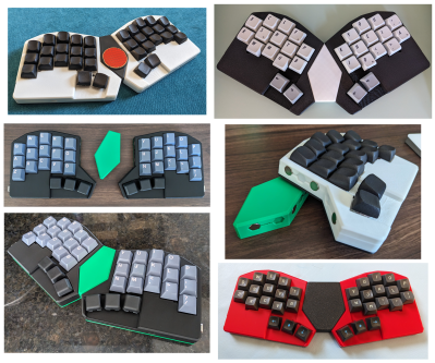 A collage of menura keyboards, which are modular via the VIK standard.