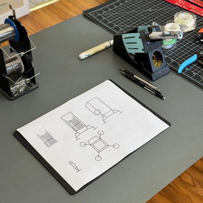 Drawings that will guide wire-bending for a circuit-sculpture, lunar-lander weather info center.