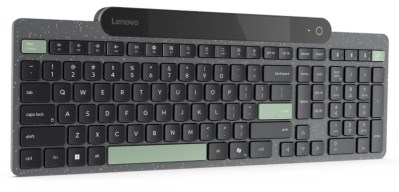 A new Lenovo keyboard that charges itself through a photovoltaic panel.