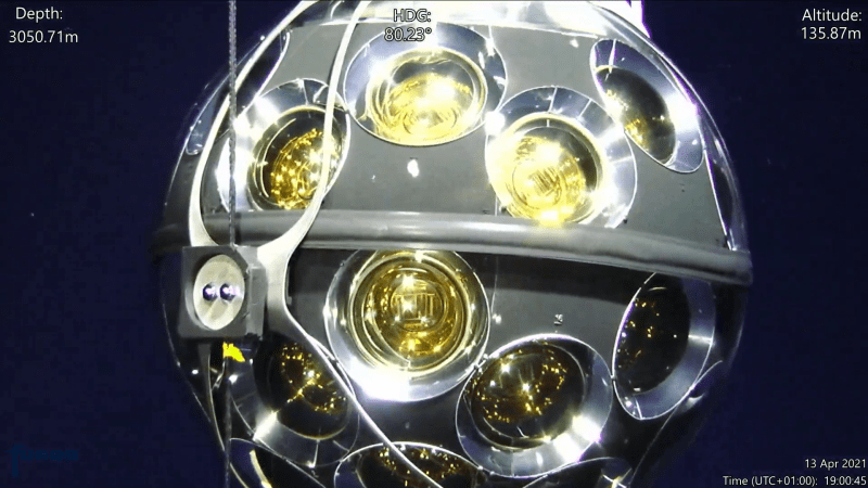 One of the photo-detector spheres of ARCA (Credit: KM3NeT)