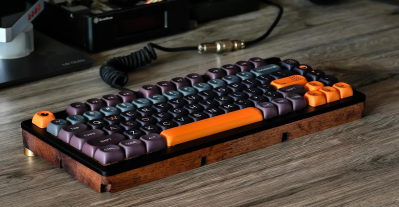 A lovely keyboard built into a kitchen cutting board.