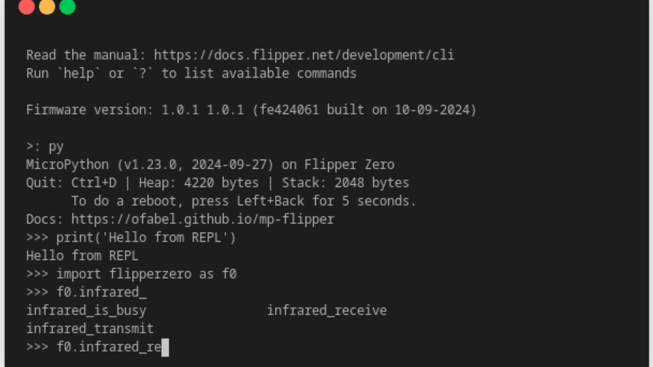 A MicroPython Interpreter For Flipper Zero