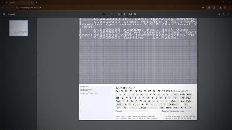 Screenshot of Linux in a PDF in a browser