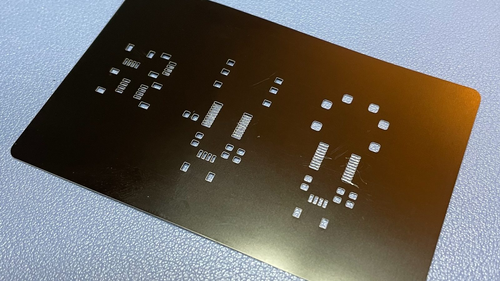 Aluminum Business Cards Make Viable PCB Stencils