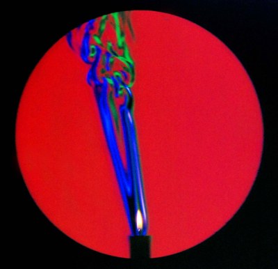 Color schlieren image of a candle plume