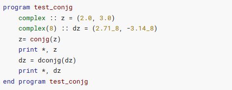 Complex conjugation example in Fortran. (Credit: Fortran Wiki)