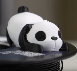 A 3d Printed panda with black and white filament