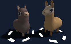 羊驼和骆驼旁边的 3D 模型