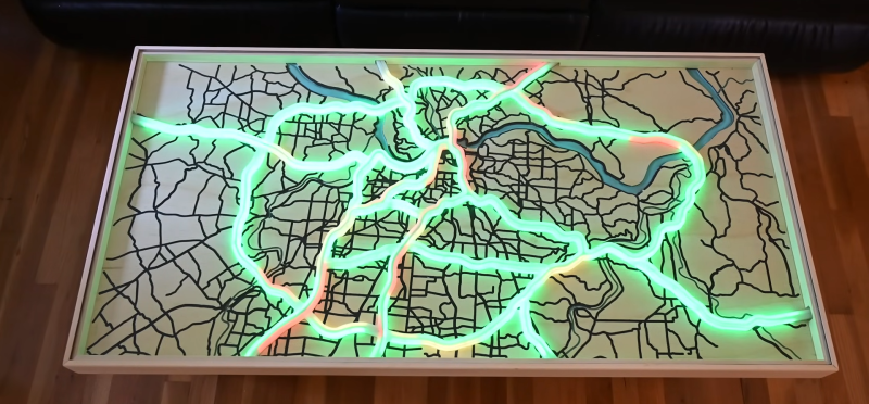 Lit up coffee table