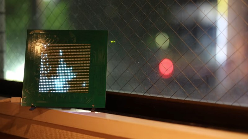 Raspberry Pi Pico LED display sitting in window sill