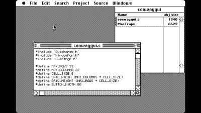 screenshot of C programming on Macintosh Plus
