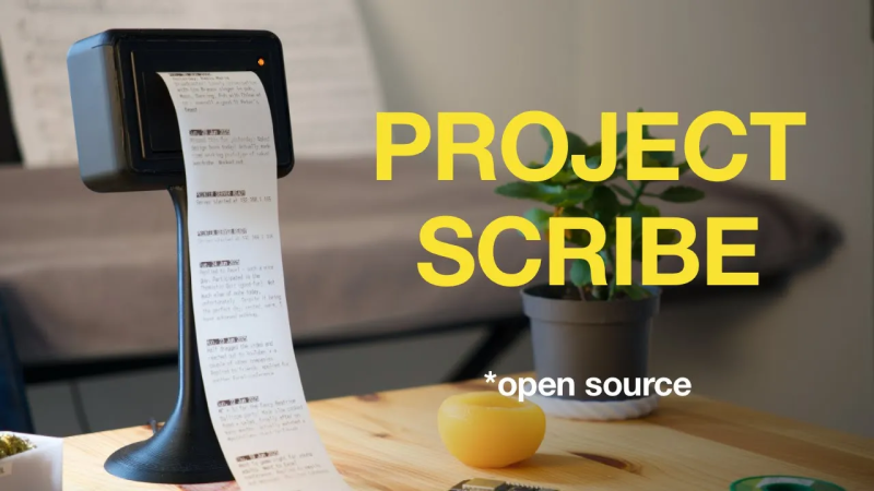 Project Scribe thermal printer printing out a receipt
