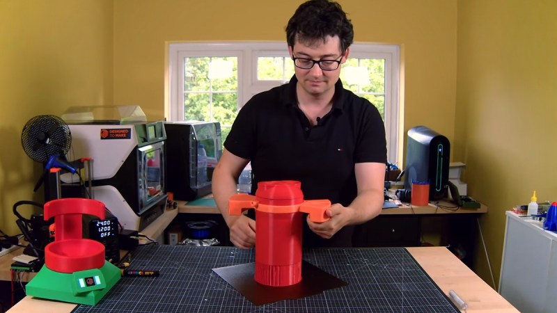 [Ben] at workbench with 3D-printed sea scooter