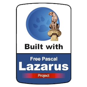 "Built with Free Pascal Lazarus" banner