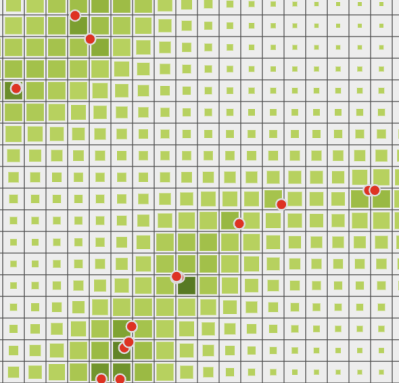 Agents visible and creating low res pattern