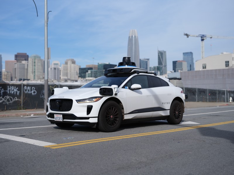 A Waymo Jaguar I-Pace car in San Francisco. (Credit: Dllu, Wikimedia)