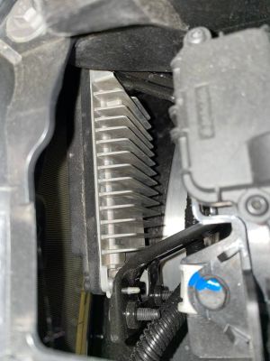 Arbe Phoenix radar module installed in a Tesla car as part of the Hardware 4 Autopilot hardware. (Credit: @greentheonly, Twitter)