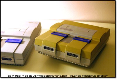 Uneven yellowing on North American SNES console. (Credit: Vintage Computing)
