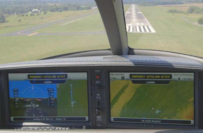 The Garmin Autoland system communicates with ATC and nearby traffic and lands unassisted. (Credit: Garmin)