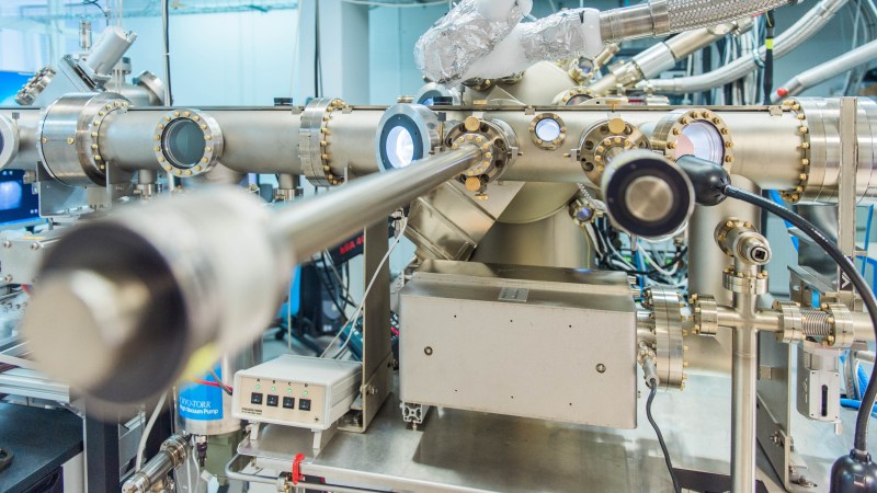 Molecular beam epitaxy system Veeco Gen II at the FZU – Institute of Physics of the Czech Academy of Sciences. The system is designed for growth of monocrystalline semiconductors, semiconducting heterostructures, materials for spintronics and other compound material systems containing Al, Ga, As, P, Mn, Cu, Si and C.