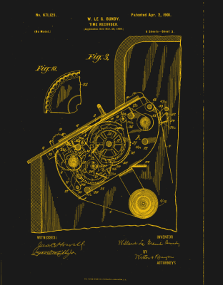 One image from William Le Grand Bundy's patented time clock.