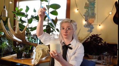 A biohacker with her lactose-rich slurry