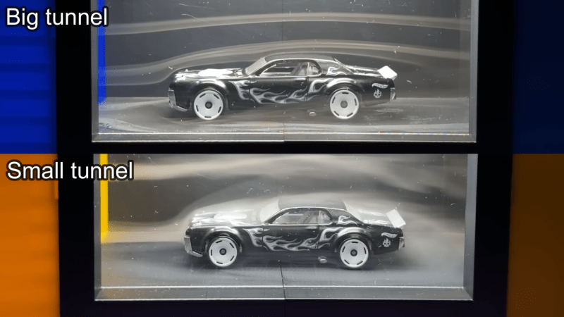 The best-practice wind tunnel (above) vs a compact version (below)