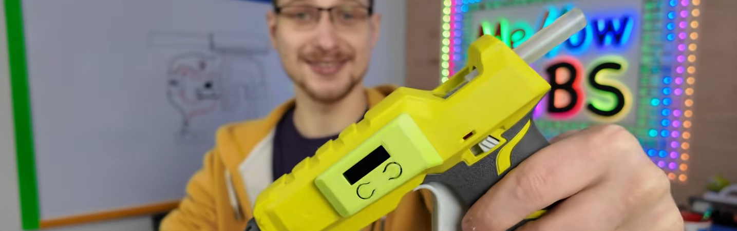 The modified hot glue gun, reassembled