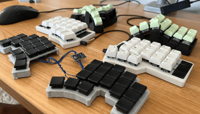 Three different split keyboards.
