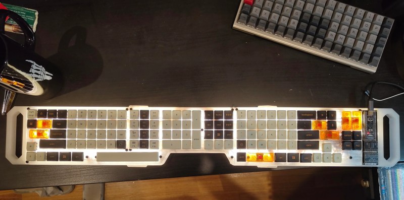 A very long (or wide) keyboard. Like three 40% keyboards wide.