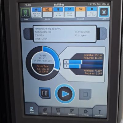 The test parts being printed on the Stratasys Fortus 450mc. (Credit: My Tech Fun, YouTube)
