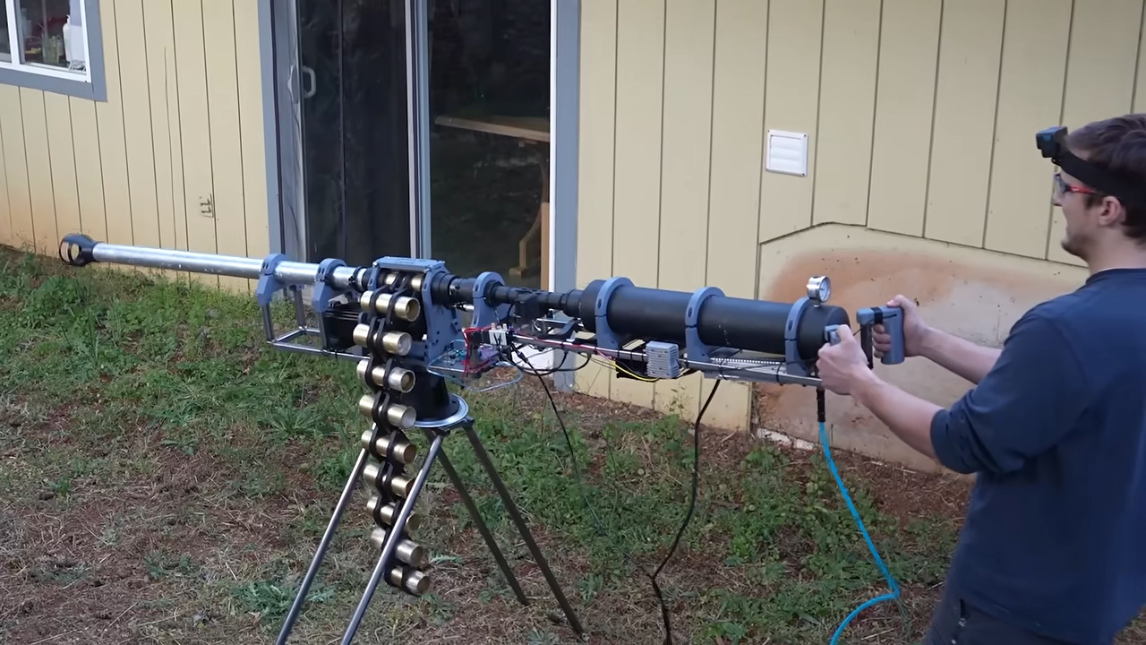 Belt Fed Potato Cannon Spits Spuds