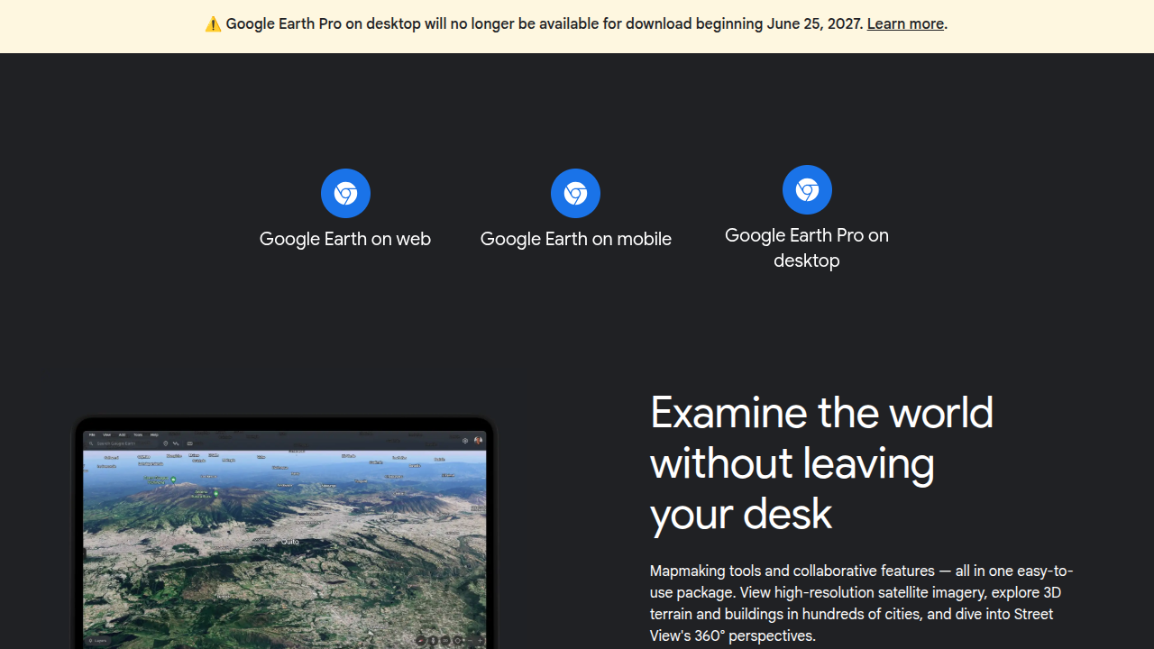 Google Earth Desktop Client to be Retired in 2027
