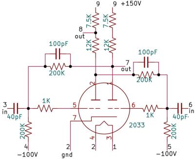 Reverse-engineered schematic of the IBM 604's TR-3 module. (Credit: Ken Shirriff)