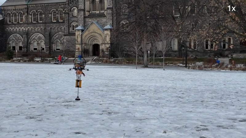 The pogo-quadcopter on ice